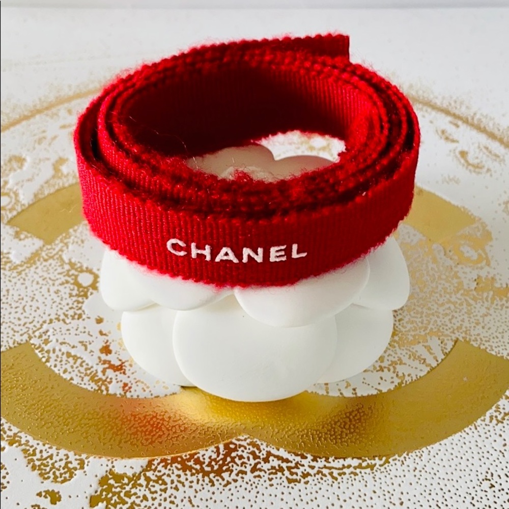 CHANEL Authentic Red Fuzzy Ribbon
